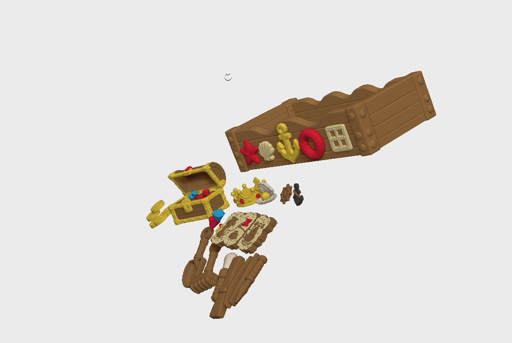 Pirate Treasure Playset STL Bundle with Chest Coins Gems and Tools