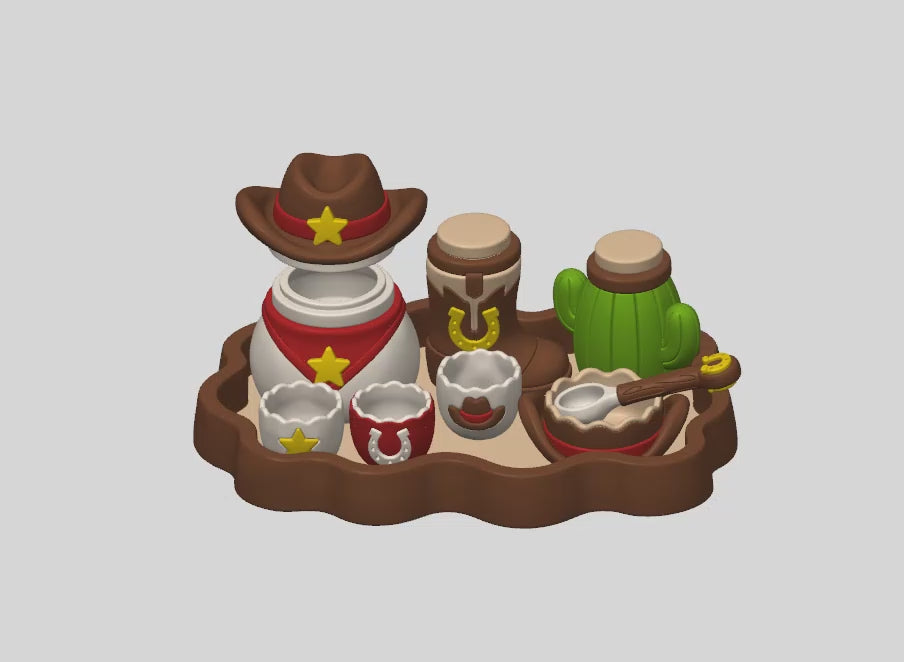 Cowboy Playset STL Bundle with Tray Bowls Jars and Spoon