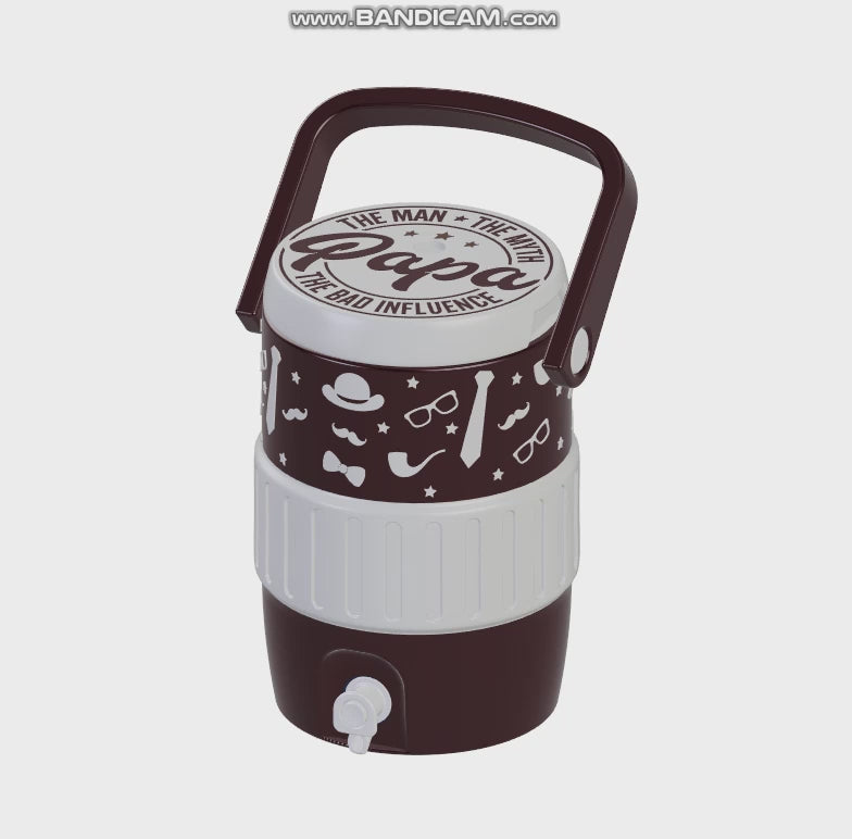 Papa The Man The Myth The Bad Influence Mini Water Cooler STL Brown
