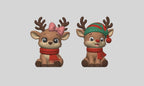 Christmas Reindeer STL Set with Cute Bow and Scarf Figurines 2